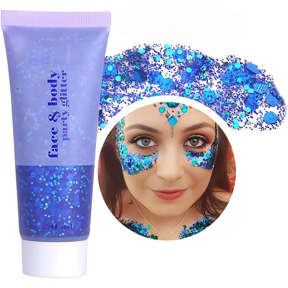 Body Glitter Body Glitter Gel Face Glitter Glitter Face Paint Chunky Glitter for Face Hair Nails, Halloween Makeup Festival Glitter Makeup 50ml