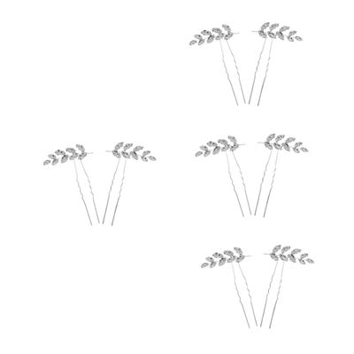 Beaupretty 8pcs Rhinestone U-shaped Hair Elegant Design Hair Forks for Women Bridal Headdress for Weddings and Formal Occasions