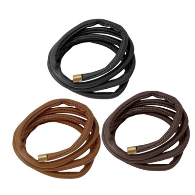 Beaupretty 3pcs Braid Hairbands for Women Girls Leather Ponytail Holders Black Light Dark Hair Accessories for Birthday Parties Everyday Use