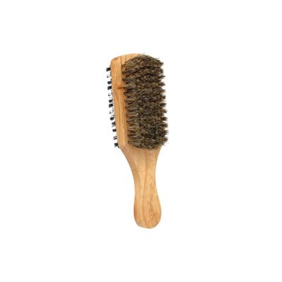 FOMIYES Double-sided Portable Beard Brush for Men Medium Boar Bristle Grooming Tool Handle for Styling and Maintaining Facial Hair