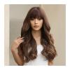 GRFIT Wigs Use Heat Resistant Fiber Wigs Dark Brown Mixed Long Water Wave Synthetic Natural Wigs With Bangs for Women Daily Party Lace Wigs (Color : LC2088-2) view 3