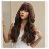 GRFIT Wigs Use Heat Resistant Fiber Wigs Dark Brown Mixed Long Water Wave Synthetic Natural Wigs With Bangs for Women Daily Party Lace Wigs (Color : LC2088-2) view 4