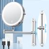 Gospire 8.5" Rechargeable Wall Mounted Lighted Makeup Mirror with Magnification 10X, Adjustable Brightness & Height, 3 Light Colors, 360 Rotation, Magnifying Mirror with Light for Women - Chrome view 1