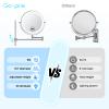 Gospire 8.5" Rechargeable Wall Mounted Lighted Makeup Mirror with Magnification 10X, Adjustable Brightness & Height, 3 Light Colors, 360 Rotation, Magnifying Mirror with Light for Women - Chrome view 2