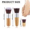 3 PCS Mini Travel Size Flat Top Face Foundation Brush Makeup Brush, with Synthetic Bristles & Bamboo Handle for Liquid,Cream, Flawless Powder Cosmetic Professional Makeup Application view 2