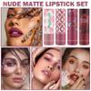 4PCS Matte Nude Lipstick Set Natural Moisturizing Red Lipstick Long-lasting Waterproof Lip Stain Velvet Lipstick Set Nude Lip Makeup for Women-03 Pink,06 Rose Bean Paste,07 Fuchsia,08 Dark Red view 2