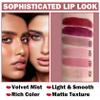 4PCS Matte Nude Lipstick Set Natural Moisturizing Red Lipstick Long-lasting Waterproof Lip Stain Velvet Lipstick Set Nude Lip Makeup for Women-03 Pink,06 Rose Bean Paste,07 Fuchsia,08 Dark Red view 4