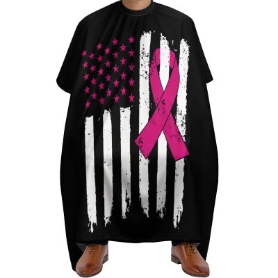 Awareness Ribbon Breast Cancer Adult Hair Cutting Apron Print Barber Cape Hairdresser Styling Cape Hair Stylist Gown