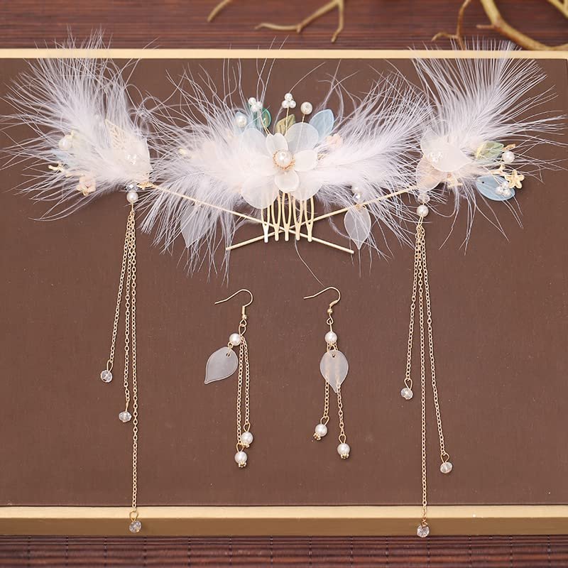 TEMKIN Fairy Feather Suit Ancient Style Tassel Hair Accessories Ancient Feather Hairpin Ancient Costume Jewelry