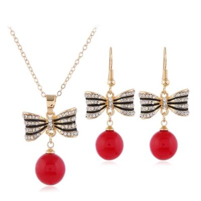 Pearl Set Necklace Earrings Gold Plated Jewelry Set