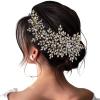 AMORARSI Crystal Wedding Hair Comb Bridal Hair Accessories Pearl and Rhinestone Bridal Side Combs for Women and Girls (Gold) view 1