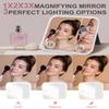 Makeup Bag with LED Lighted Mirror| Portable Makeup Organizer Train Case with 2X/3X Magnification & 3 Color Lights for Precision, Adjustable Brightness| Elegant Gift Packaging, Gift for Women, Pink view 3
