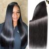 Pinjuoo 3 Bundles Human Hair 26 28 30 Inch Long Brazilian Straight Human Hair 100% Unprocessed Virgin Raw Hair Bundles Weave Natural Black Human Hair Extensions for Women view 1