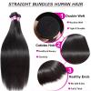 Pinjuoo 3 Bundles Human Hair 26 28 30 Inch Long Brazilian Straight Human Hair 100% Unprocessed Virgin Raw Hair Bundles Weave Natural Black Human Hair Extensions for Women view 3