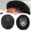 Afro Toupee for Black Men - Natural Poly Skin Hair System With Real Human Hair - African American Hair Piece (8''X10'', #1B Off Black-8MM Wave) view 1