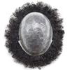 Afro Toupee for Black Men - Natural Poly Skin Hair System With Real Human Hair - African American Hair Piece (8''X10'', #1B Off Black-8MM Wave) view 3