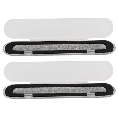 2pcs Professional Nail File, Reusable Double Sided Glass Nail Buffer, Sanding Buffing Polishing Strip Manicure Tool, Nail Styling Tools for Home and Salon Use(large silver)