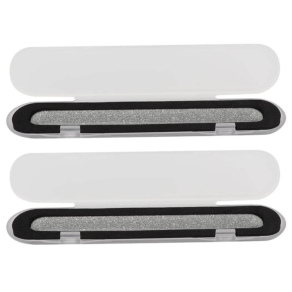 2pcs Professional Nail File, Reusable Double Sided Glass Nail Buffer, Sanding Buffing Polishing Strip Manicure Tool, Nail Styling Tools for Home and Salon Use(large silver)