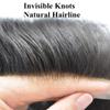 Hair System for Men Human Hair Piece Replacement Toupee for Men Fine Mono Lace Front Mens Toupee Durable Poly Skin PU Around Hair Mens Wig Unit 7"X9" #1B Off Black-120% Medium Light to Medium Density view 3
