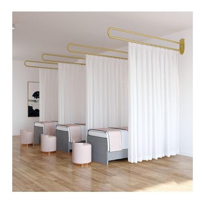 LXHELIVERY Beauty Salon Partition Curtain Curtain and Metal Support Rod Kit for Bedroom Partition,Beauty Salon Mall Salon Lounge Partition Curtain (Color : White, Size : 200x200cm)