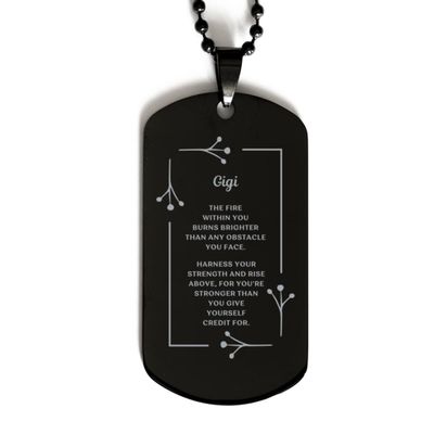 Gigi Gift, Gigi Harness your strength, Gigi Black Dog Tag, Inspirational Quote Christmas Gifts