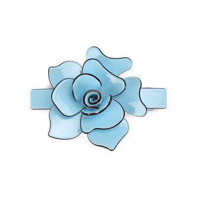 Elegant Hair Accessories Floral Design Hair Barrette Middle Multi Colors French Acetate Plastic Barrette (Color : Blue)
