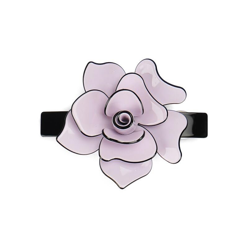 Elegant Hair Accessories Floral Design Hair Barrette Middle Multi Colors French Acetate Plastic Barrette (Color : Light purple)