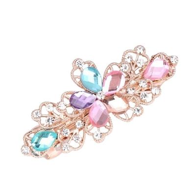 Korean Fashion Rhinestone Spring Clip Exquisite Butterfly Flower Hair Accessories Simple Metal Hairpin (Color : 0141-MC)