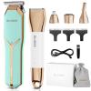 BLIBEE Hair Clippers & 1 Bikini Trimmer - Waterproof Electric Clippers & 4 in 1 Bikini Trimmer Set, Deluxe Wet/Dry Body Shaver for Nose Eyebrows Beard Pubic Hair, Green view 1