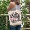 12oz Canvas Tote Bag - All I Need Is Coffee and Mascara with Mascara Wand Design - Beauty Themed Merch for Makeup Artist or Cosmetologist, Gift for Makeup Lovers & Beauticians view 2