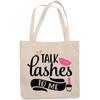 12oz Canvas Tote Bag - Talk Lashes to Me with Mascara Design - Beauty Themed Merch for Makeup Artist or Cosmetologist, Gift for Makeup Lovers & Beauticians view 1