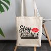 12oz Canvas Tote Bag - Stay Beautiful with Red Lips & Eyeliner Design - Beauty Themed Merch for Makeup Artist or Cosmetologist, Gift for Makeup Lovers & Beauticians view 3