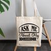 12oz Canvas Tote Bag - Ask Me About My Lashes, Eyelash or Lash Artists Quote - Beauty Themed Merch for Makeup Artist or Cosmetologist, Gift for Makeup Lovers & Beauticians view 3