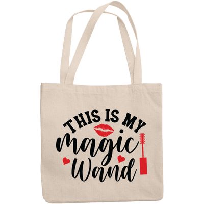 12oz Canvas Tote Bag - My Magic Wand with Mascara Brush or Applicator Design - Beauty Themed Merch for Makeup Artist or Cosmetologist, Gift for Makeup Lovers & Beauticians