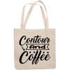 12oz Canvas Tote Bag - Contour and Coffee, Caffeine Lover Beauty Enthusiast Quote - Beauty Themed Merch for Makeup Artist or Cosmetologist, Gift for Makeup Lovers & Beauticians view 1