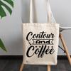 12oz Canvas Tote Bag - Contour and Coffee, Caffeine Lover Beauty Enthusiast Quote - Beauty Themed Merch for Makeup Artist or Cosmetologist, Gift for Makeup Lovers & Beauticians view 3