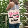 12oz Canvas Tote Bag - Mascara Makes Everything Better - Beauty Themed Merch for Makeup Artist or Cosmetologist, Gift for Makeup Lovers & Beauticians view 2