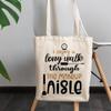 12oz Canvas Tote Bag - I Enjoy a Long Walk Through the Makeup Aisle, Cosmetics Shopping Humor Quote - Beauty Themed Merch for Makeup Artist or Cosmetologist, Gift for Makeup Lovers & Beauticians view 3