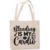 12oz Canvas Tote Bag - Blending Is My Cardio with Eyeshadow Palette, Lips & Red Lipstick Design - Beauty Themed Merch for Makeup Artist or Cosmetologist, Gift for Makeup Lovers & Beauticians view 1