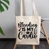 12oz Canvas Tote Bag - Blending Is My Cardio with Eyeshadow Palette, Lips & Red Lipstick Design - Beauty Themed Merch for Makeup Artist or Cosmetologist, Gift for Makeup Lovers & Beauticians view 3