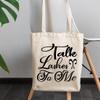 12oz Canvas Tote Bag - Talk Lashes to Me, Eyelash Enthusiast Quote - Beauty Themed Merch for Makeup Artist or Cosmetologist, Gift for Makeup Lovers & Beauticians view 3