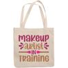 12oz Canvas Tote Bag - Makeup Artist in Training, Beautician Trainee Quote - Beauty Themed Merch for Makeup Artist or Cosmetologist, Gift for Makeup Lovers & Beauticians view 1