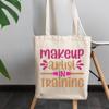 12oz Canvas Tote Bag - Makeup Artist in Training, Beautician Trainee Quote - Beauty Themed Merch for Makeup Artist or Cosmetologist, Gift for Makeup Lovers & Beauticians view 3
