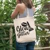 12oz Canvas Tote Bag - Glow Getter with Powder Brush & Lips Design - Beauty Themed Merch for Makeup Artist or Cosmetologist, Gift for Makeup Lovers & Beauticians view 2