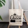 12oz Canvas Tote Bag - Makeup Queen with Mascara Applicator & Crown Design - Beauty Themed Merch for Makeup Artist or Cosmetologist, Gift for Makeup Lovers & Beauticians view 3