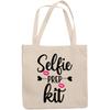 12oz Canvas Tote Bag - Selfie Prep Kit, Term for Cosmetics Bag with Lips Design - Beauty Themed Merch for Makeup Artist or Cosmetologist, Gift for Makeup Lovers & Beauticians view 1
