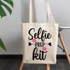 12oz Canvas Tote Bag - Selfie Prep Kit, Term for Cosmetics Bag with Lips Design - Beauty Themed Merch for Makeup Artist or Cosmetologist, Gift for Makeup Lovers & Beauticians view 3