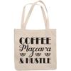 12oz Canvas Tote Bag - Coffee, Mascara & Hustle, Quote About Cosmetics & Hard Work - Beauty Themed Merch for Makeup Artist or Cosmetologist, Gift for Makeup Lovers & Beauticians view 1
