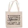 12oz Canvas Tote Bag - Coffee, Mascara & Hustle, Hardworking Eyelash Enthusiast Quote - Beauty Themed Merch for Makeup Artist or Cosmetologist, Gift for Makeup Lovers & Beauticians view 1