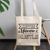 12oz Canvas Tote Bag - Coffee, Mascara & Hustle, Hardworking Eyelash Enthusiast Quote - Beauty Themed Merch for Makeup Artist or Cosmetologist, Gift for Makeup Lovers & Beauticians view 3